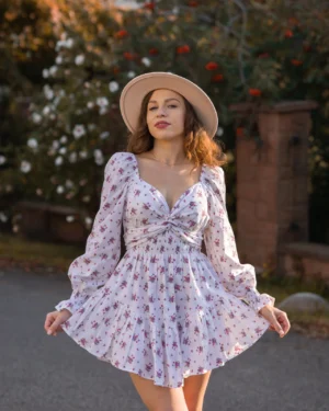 Sukienka EMILLY pink flowers