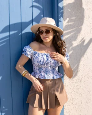 Bluzka ARIANA blue flowers