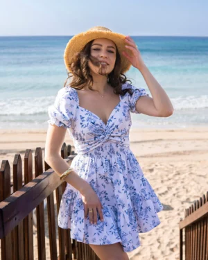 Sukienka EMILLY blue flowers